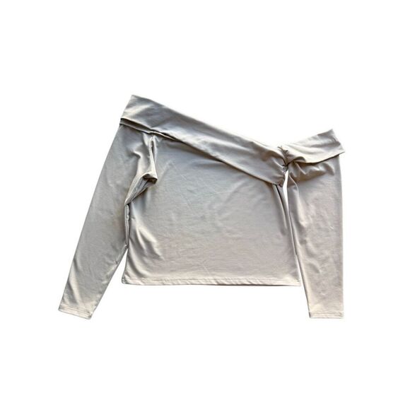 Abercrombie & Fitch Soft Collection Cream Long-Sleeve Off-The-Shoulder Top - Picture 3 of 8